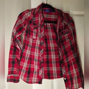 Miley Cyrus & Max Azria Red Plaid Shirt